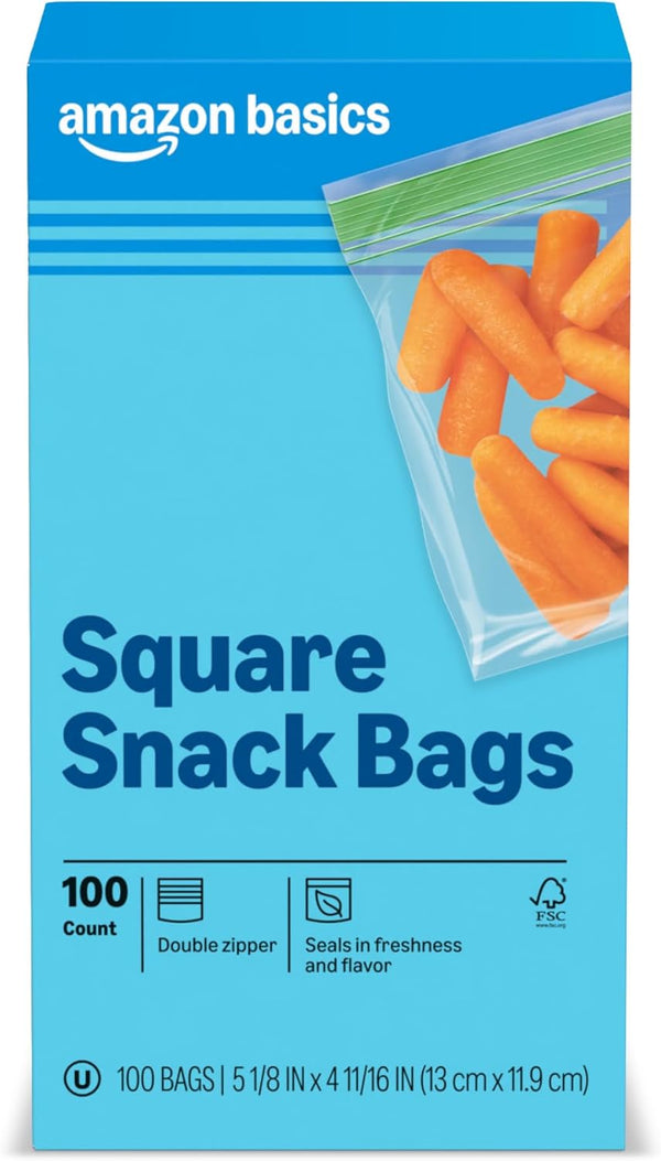 Amazon Basics Reclosable Food Storage Snack Bags for Everyday Use