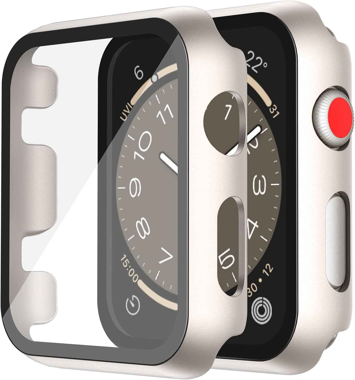 Misxi 2 Pack Tempered Glass Case Compatible for Apple Watch Series 11 (2025) Series 10 46mm, Screen Protector Cover for iWatch, Black