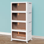 4-tier plastic storage bins with wheels for office and home use