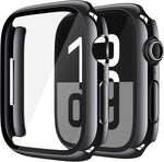 Misxi 2 Pack Tempered Glass Case Compatible for Apple Watch Series 11 (2025) Series 10 46mm, Screen Protector Cover for iWatch, Black