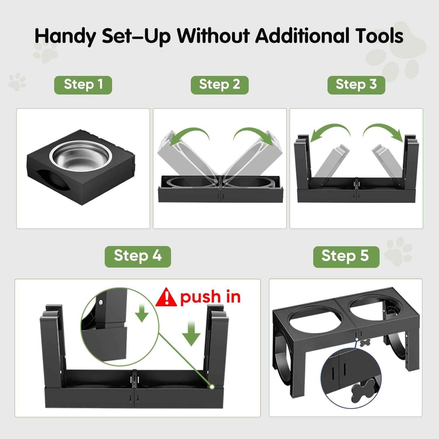 XIAZ Elevated Dog Bowls Large Breed Raised Dogs Bowl Stand Large/Medium Sized Dog 1L Food Water Bowl Stands 5 Heights Adjustable 9/11/12/14in Black Pet Feeder Dish Station