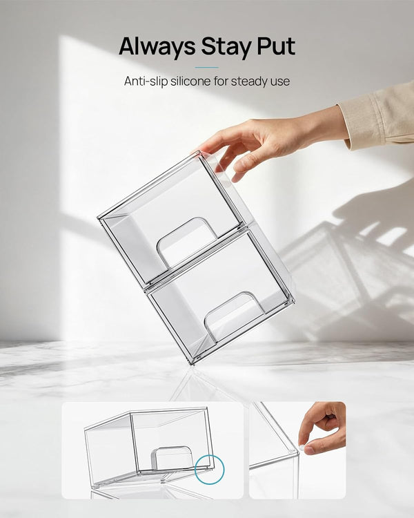 Clear Stackable Storage Drawers for Home Organization