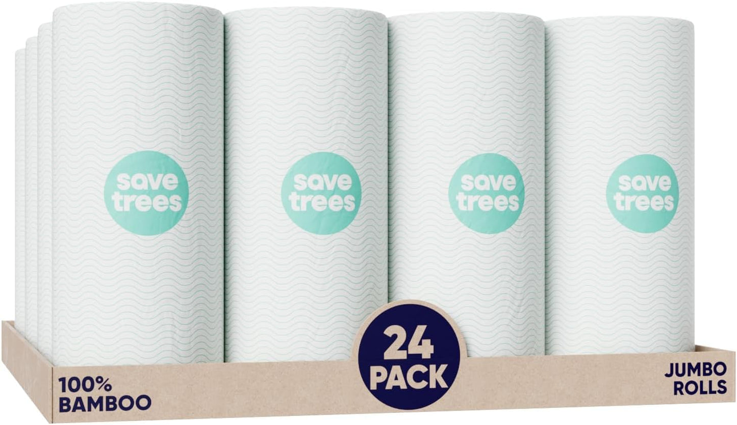 Save Trees Bamboo Paper Towels 12pk - 1800 Sheets Paper Towel Rolls Ultra Absorbent & Durable EcoTowels - FSC-Certified, Vegan Bamboo Kitchen Rolls
