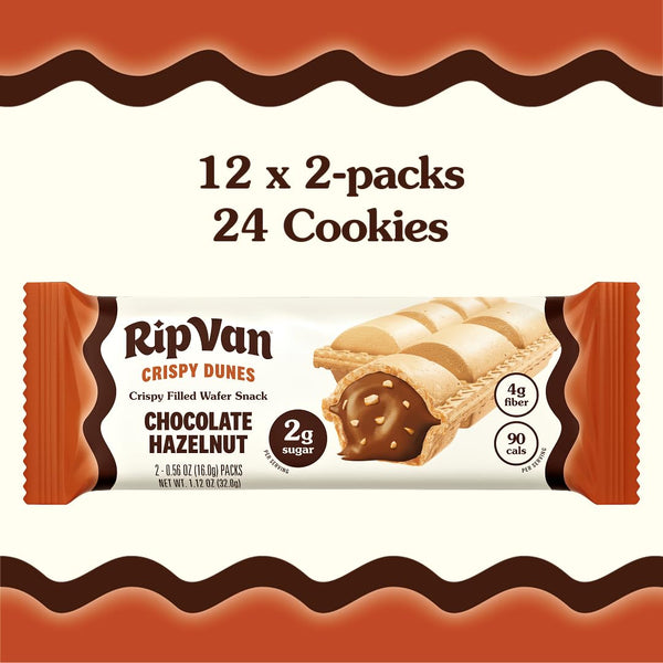 Low-calorie vegan chocolate hazelnut wafer sticks with hazelnut cream filling, 12 pack