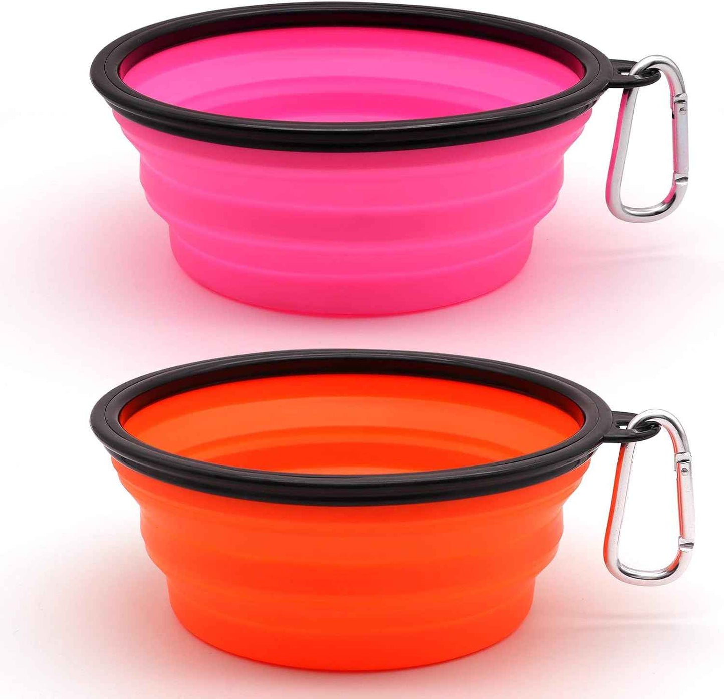 Dog Bowl Pet Collapsible Bowls, 2 Pack for Cats Dogs, Portable Pet Feeding Watering Dish for Walking Parking Traveling with 2 Carabiners (Small, Blue+Green)