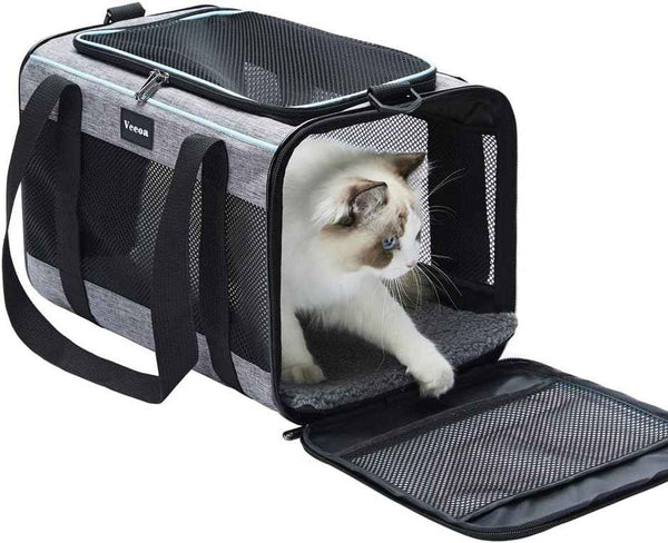 Vceoa Soft-Sided Cat Bag, 17.5x11x11 Inches, for Pets Up to 16 Lbs