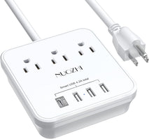 NUOZHI 6ft power strip with 3 outlets and 4 USB ports, non surge protector for cruise ships and travel