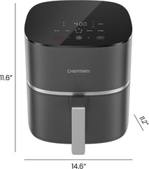 Chefman TurboX 4-in-1 Air Fryer, 5-Quart Airfryer for Extra Crispy Chicken, Fries, Wings, and More, Air Fry, Bake, Reheat, and Frozen Functions, Digital Touch Controls, Dishwasher Safe - Gray