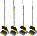 NACENA Broom and Dustpan Set, 52-in Long Adjustable Handle Broom Dustpan Combo with Dustpan Teeth to Automatically Clean Hair Suitable for Home Kitchen Office Hall Floor（Black&Red）
