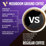 VitaCup Mushroom Coffee Grounds with Lions Mane and Chaga, Medium Dark Roast Arabica Specialty Coffee, 10 Oz