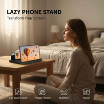 Screen Magnifier for Cell Phone, Phone Magnifier Screen with Adjustable Stand, Foldable Screen Magnifier for Movies and Videos, Hands-Free Cell Magnifier Screen for All Smartphones (Black, 14'')