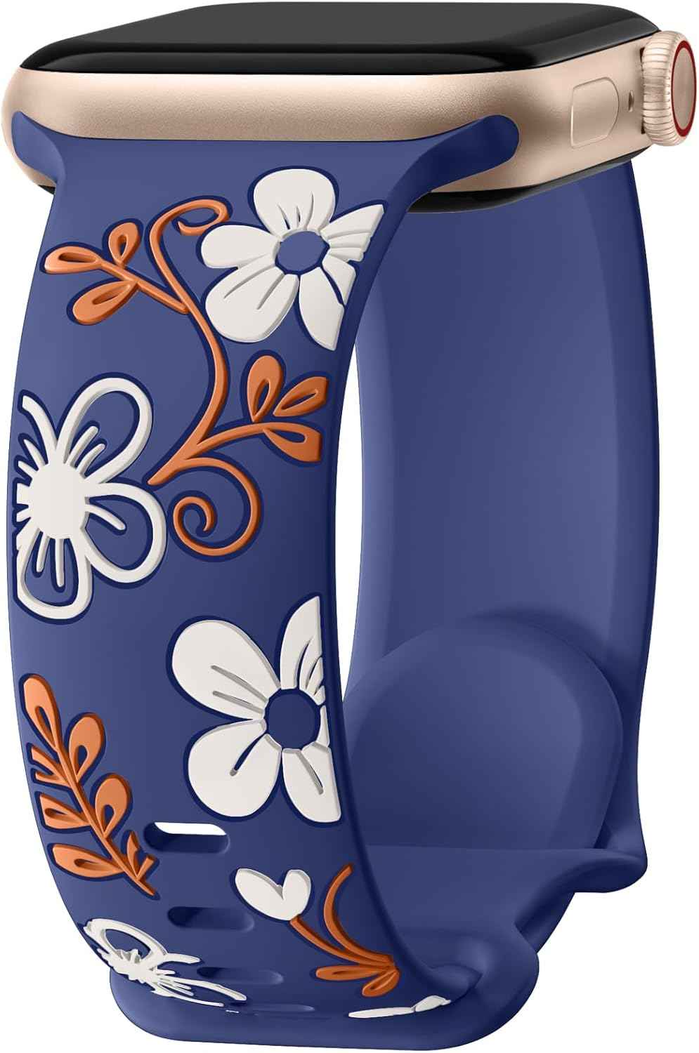 Witzon Floral Band Compatible with Apple Watch Bands For Women 40mm 41mm 38mm 42mm 44mm 45mm 46mm 49mm, Engraved Cute Flower Silicone Dressy Strap for iWatch Series 11 10 9 8 7 6 5 4 3 2 SE Ultra