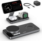 Foldable 3 in 1 Wireless Charging Station for Apple Magsafe Charger Stand,Fast Magnetic Wireless Charger Station for iPhone 17 Air 16 15 14 13 12 Series,Airpods Pro,Apple Watch Ultra (Pure Black)