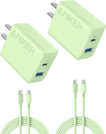 Anker iPhone 17/16 Charger, 2-Pack 20W Fast USB C Charger Block, for iPhone 16/16 Pro Max/15 Series/iPad Pro and More (Black, 2 Pack & 2 Cable)