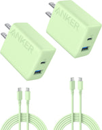 Anker iPhone Charger, 2-Pack 20W Fast USB C Charger Block, Type C Charger Fast Charging for iPhone 17/17 Pro Max/16 Series/iPad Pro and More (Black, 2 Pack & 2 Cable)