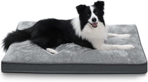 gray waterproof deluxe plush dog bed with removable washable cover anti-slip bottom for large medium small dogs 35x22 inch