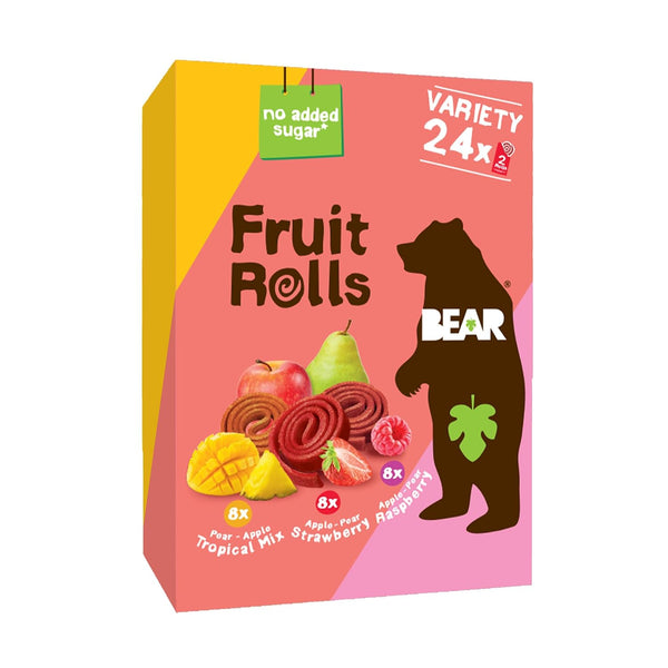 BEAR Real Fruit Snack Splits - Gluten Free, Vegan, and Non-GMO - Variety Pack (Apple/Strawberry, Raspberry/Pineapple)– Healthy School And Lunch Snacks For Kids And Adults, 0.7 Ounce (Pack of 20)