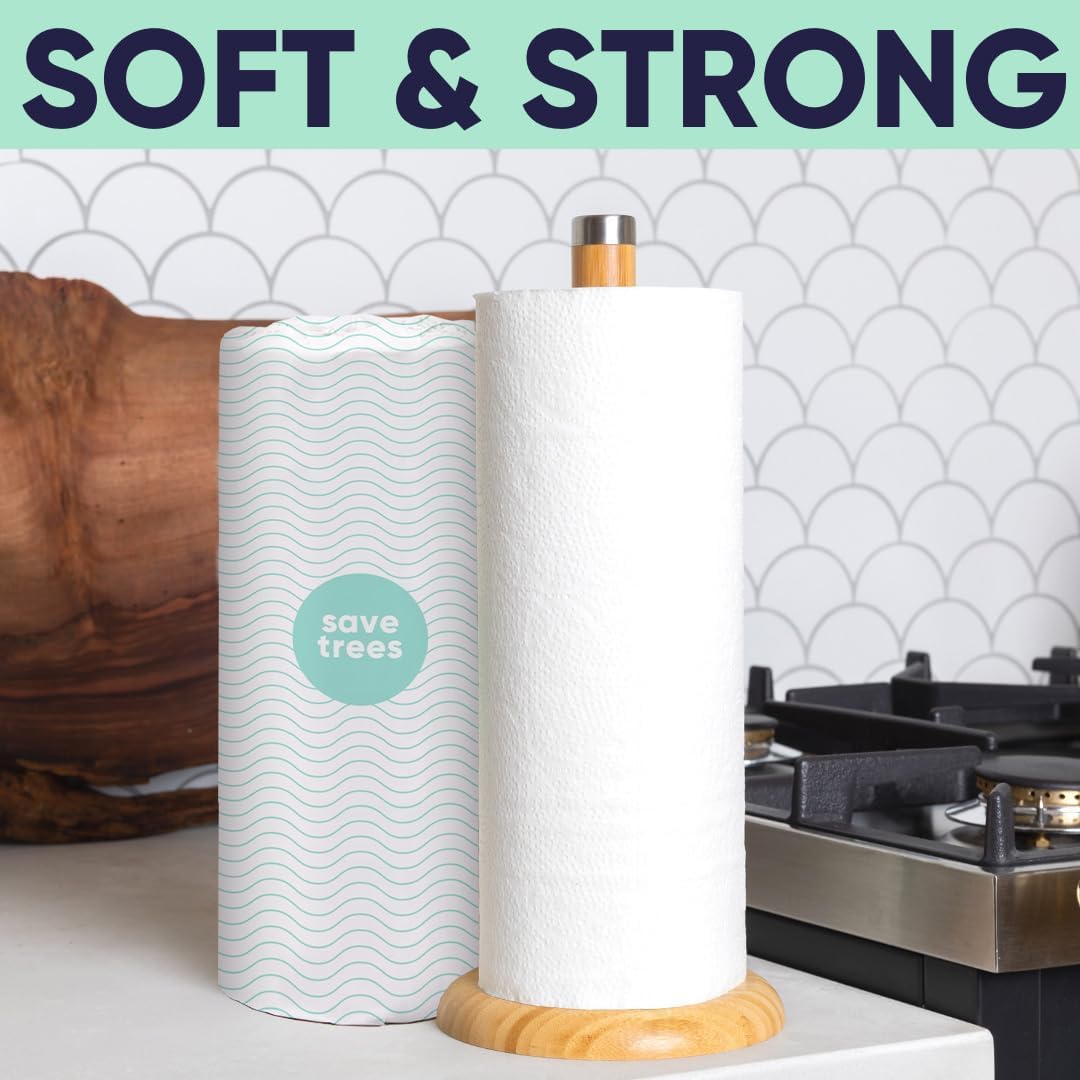 Save Trees Bamboo Paper Towels 12pk - 1800 Sheets Paper Towel Rolls Ultra Absorbent & Durable EcoTowels - FSC-Certified, Vegan Bamboo Kitchen Rolls