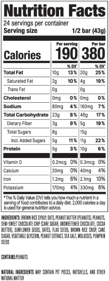 Plant-based meal replacement bar with whole food ingredients, oats, nuts, and seeds
