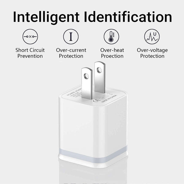 LUOATIP 3-Pack 2.1A 5V Dual Port Cube Power Adapter Plug Block for iPhone and Android Phones