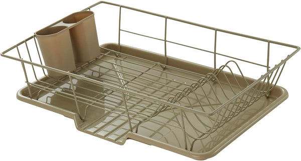 3-piece dish drainer rack set with cutlery holder for kitchen
