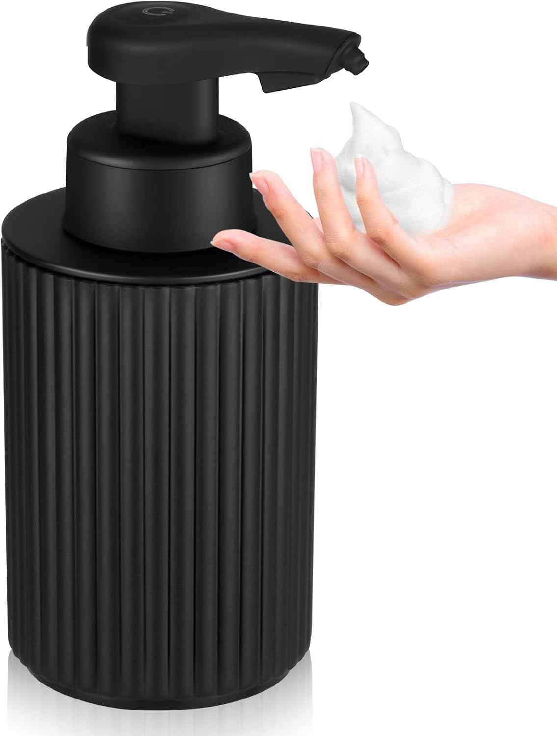 Automatic Soap Dispenser Liquid Touchless: 9oz Black Plastic - Rechargeable Electric Smart 3 Level Adjustable Auto Hand Soap Dispenser - Dish Bathroom Kitchen