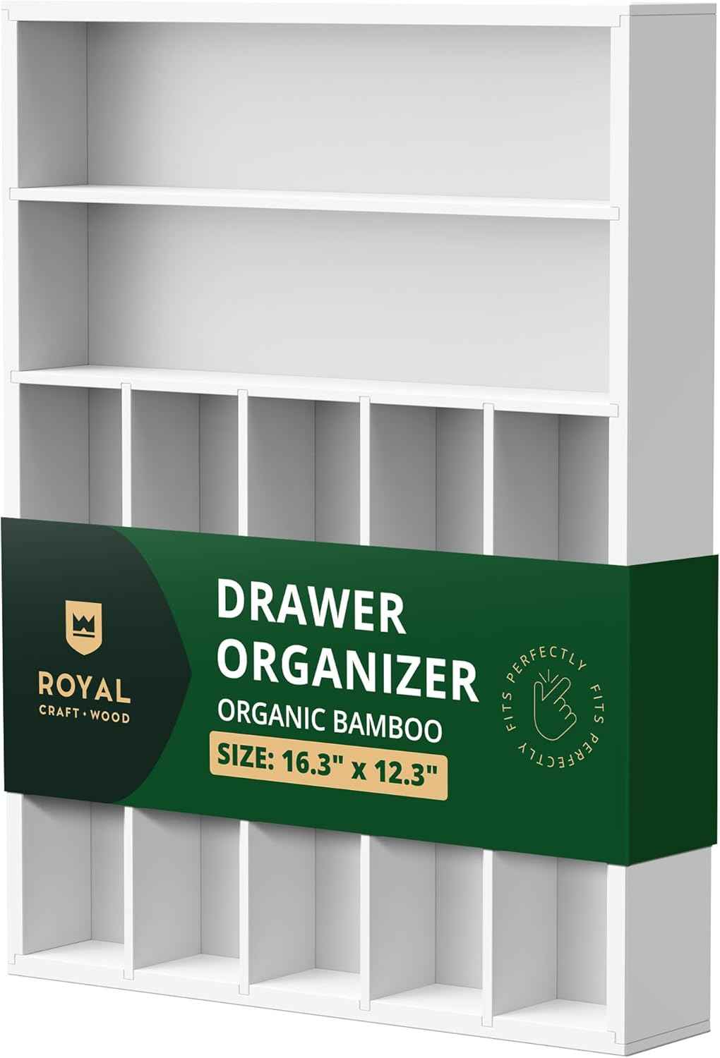 ROYAL CRAFT WOOD Luxury Bamboo Kitchen Drawer Organizer - Silverware Organizer, Utensil Holder & Cutlery Tray Drawer Dividers for Flatware (9 Slot, Natural)