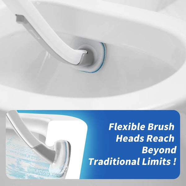 Disposable Toilet Brush - Toilet Bowl Cleaner, Toilet Cleaning Supplies, Toilet Brush with Holder, 14 Refills for Deep Cleaning and Hygienic Bathroom Maintenance