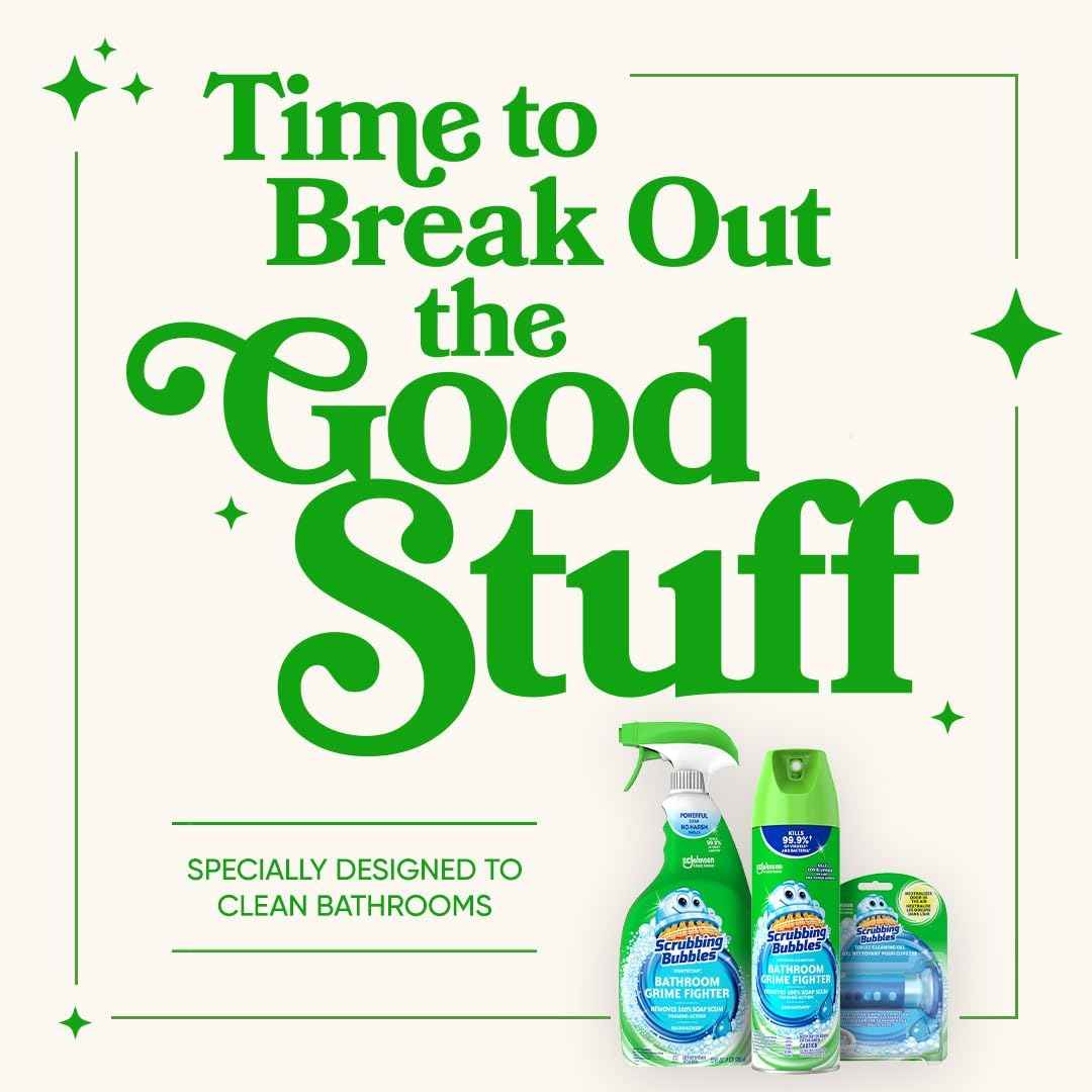 Scrubbing Bubbles Fresh Gel Toilet Bowl Cleaning Stamps, Helps Keep Toilet Clean and Helps Prevent Limescale & Rings, Rainshower Scent, 1 Dispenser with 6 Fresh Gel Stamps