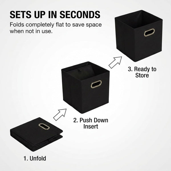 Household Essentials Foldable Fabric Storage Bins 6 Piece Set