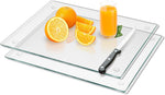 Tempered glass cutting board for kitchen use, 2 pieces, 12x16 and 12x8 inches, clear, heat resistant, non-slip feet