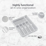 madesmart Classic Large Silverware Tray - White - 6-Compartments Kitchen Organizer