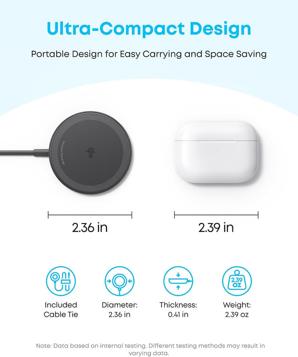Anker Zolo Magnetic Wireless Charger, Qi2 Certified 15W MagSafe-Compatible Wireless Charging Pad, for iPhone 17/16/15 Series, AirPods, and More (Not for Pixel, Adapter Not Included) (Black, 2 Pack)