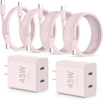 Super Fast Samsung Charger Type C,45W Dual Port USB C Fast Charger Block [2-Pack] & Extra Long 60W 3/6/10/10FT USB C Cable - PD Quick Charging 3.0 For Samsung Galaxy S25 Ultra/S24+/S23 iPhone 16