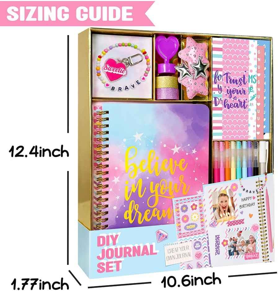 DIY Journal Kit for Girls - 26PCS DIY Journal Set for Tween & Teen Girls, Stationery Set, Scrapbook & Diary Supplies Set, Journaling Art Crafts Kit, Ideal Gifts for 8 9 10 11 12 13 14 Year Old Girl