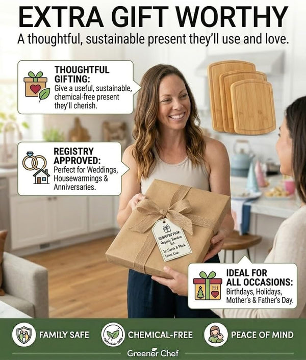 Luxury Bamboo Cutting Board Set of 3 with Glue-Free Surface Technology