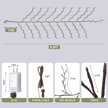 Enchanted Willow Vine Lights with Remote 8 Modes, Christmas Decorations Indoor Room Decor, 9.5 ft 160LEDs Lighted Willow Vine Lights for Walls Bedroom Home Decor, 1 Pack
