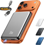Portable Charger for Magsafe Power Bank - 10000mAh Magnetic Phone Charger, USB-C 20W PD Fast Charging, Slim Wireless Battery Pack for iPhone 17/16/15/14/13 Series,for Travel Cruise Essentials-Obsidian