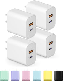 [4 Pack] USB C Charger Block Charging Block Type C Charger 20W Wall Chargers for iPhone Air/17/17 Plus/17 Pro/17 Max/16/16 Plus/16 Pro Max/15/15 Pro Max/14/13/12/Samsung/Android