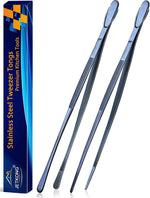 JETKONG 2 Pcs 12-Inch Kitchen Tweezers Fine Tweezer Tongs, Extra-Long Stainless Steel Cooking Tweezers (Silver)