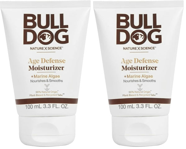 Bulldog Mens Skincare and Grooming Face Moisturizer Age Defense, 3.3 Fluid Ounce for Men's Regular Sensitive Skin