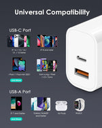 4-pack USB-C charger block with PD 20W and QC 3.0 ports for multiple devices