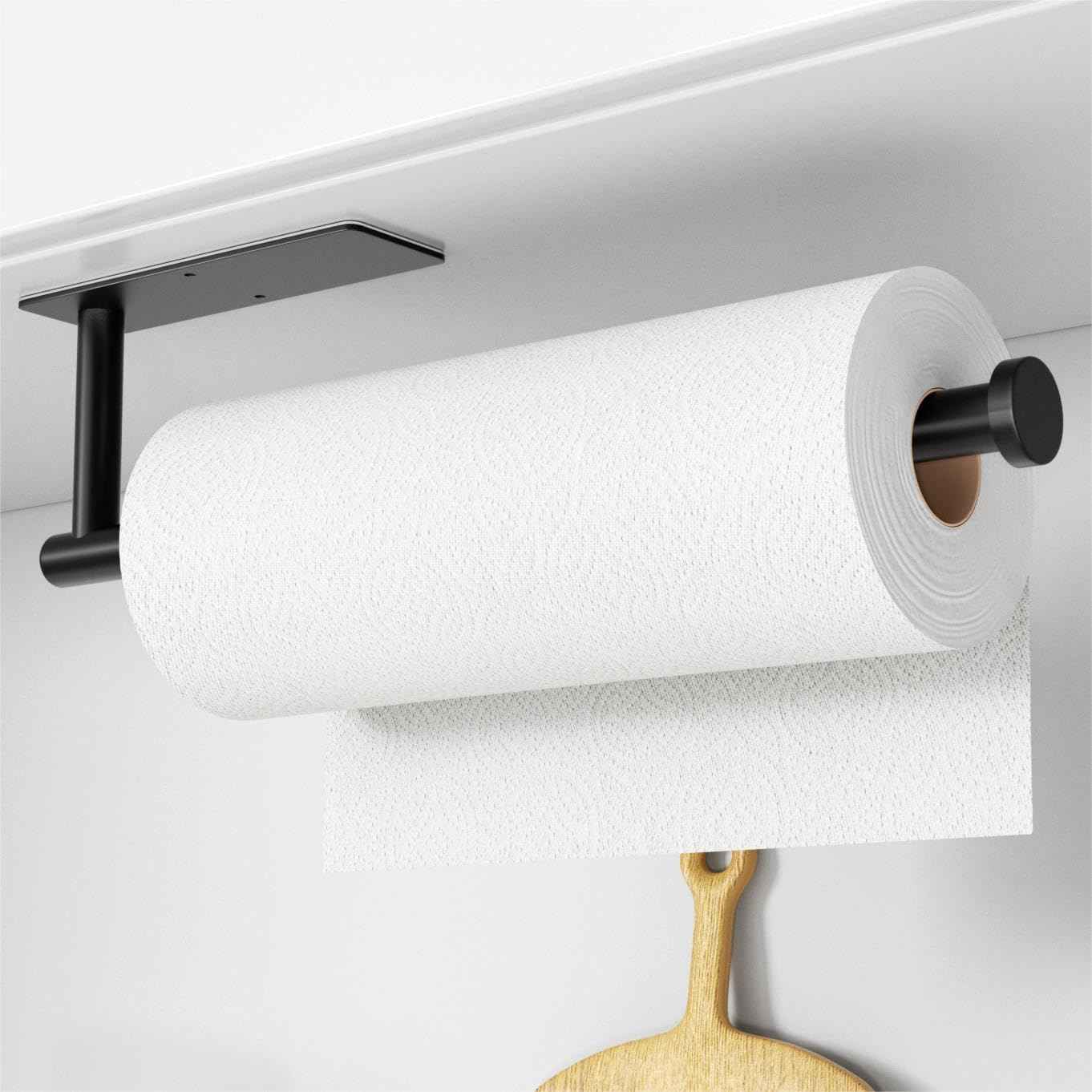 Paper Towel Holder - Self-Adhesive or Drilling, Brushed Nickel, Wall Mounted, SUS304 Stainless Steel Kitchen Roll Dispenser Under Cabinet