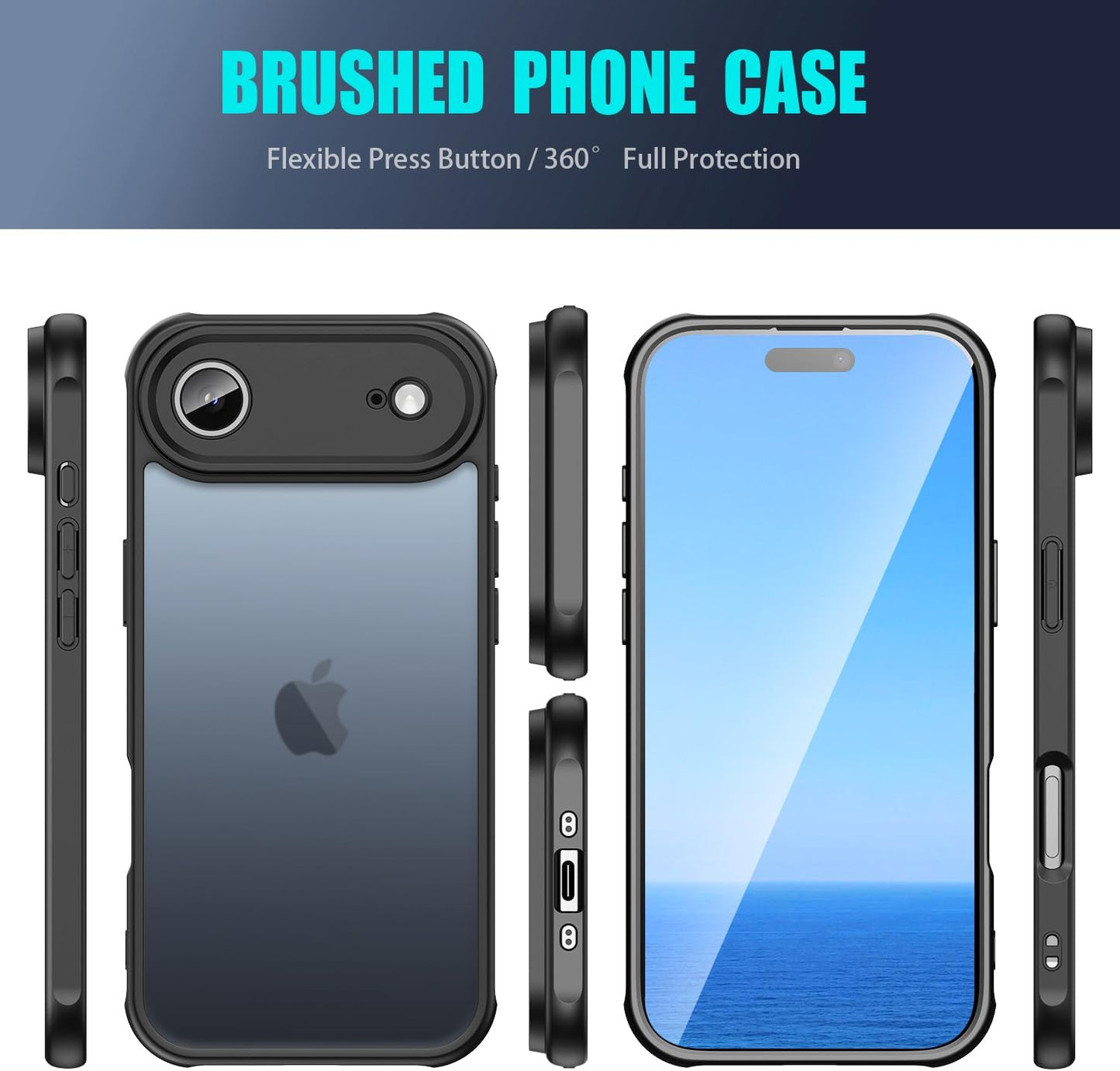 for iPhone Air Case, Thin Anti-Scratch PC Matte Translucent Back & Flexible TPU Shockproof Protection Phone Cover case for Apple iphoneAir 6.5" (Black)