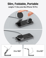 Foldable 3 in 1 Wireless Charging Station for Apple Magsafe Charger Stand,Fast Magnetic Wireless Charger Station for iPhone 17 Air 16 15 14 13 12 Series,Airpods Pro,Apple Watch Ultra (Pure Black)