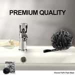 WhaleLife Shower Puff 4 Pack Black Bath Sponge Loofahs Pouf for Sensitive Skin