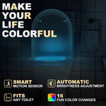MIEFL Toilet Light Motion Sensor 16 Colors Changing (2 Pack),LED Glow Bowl inside Toilet Light, Smart Night Light for Bathroom, Cool Funny White Elephant Gag Gift Christmas Dad Teen Boy Girl Men Women
