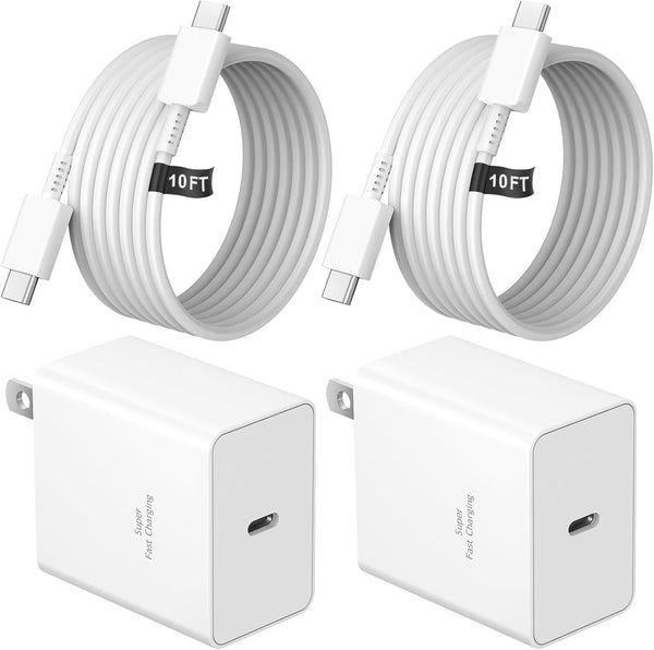 USB C Charger Type C Charger Fast Charging 10FT 45W Samsung Chargers 2-Pack with iPhone Air/17/17 Plus/17 Pro/17 Pro Max/16/16 Plus/16 Pro/16 Pro Max/15/15 Pro Max/iPad Pros/Galaxy S25 S24,Android