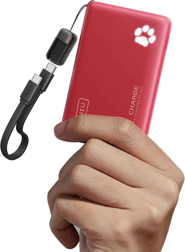 INIU Portable Charger, Ultra Slim 45W Fast Charging with Attached USB C Cable, Flight-Safe 10000mAh PD Power Bank Battery Pack, Travel Essential Phone Powerbank for iPhone 17 16 Samsung S25 Google etc