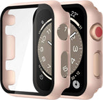 Misxi 2 Pack Tempered Glass Case Compatible for Apple Watch Series 11 (2025) Series 10 46mm, Screen Protector Cover for iWatch, Black